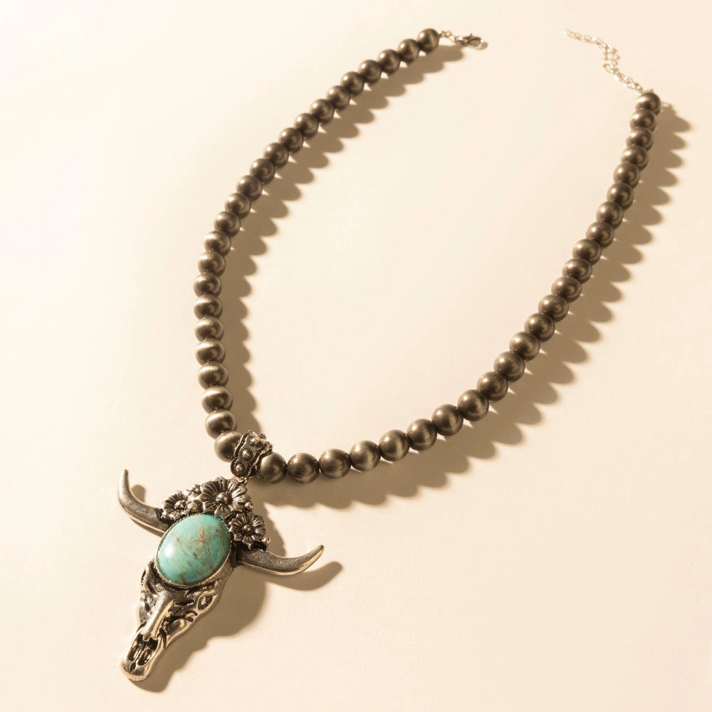 Stone & Horn Chain in Ash Beads