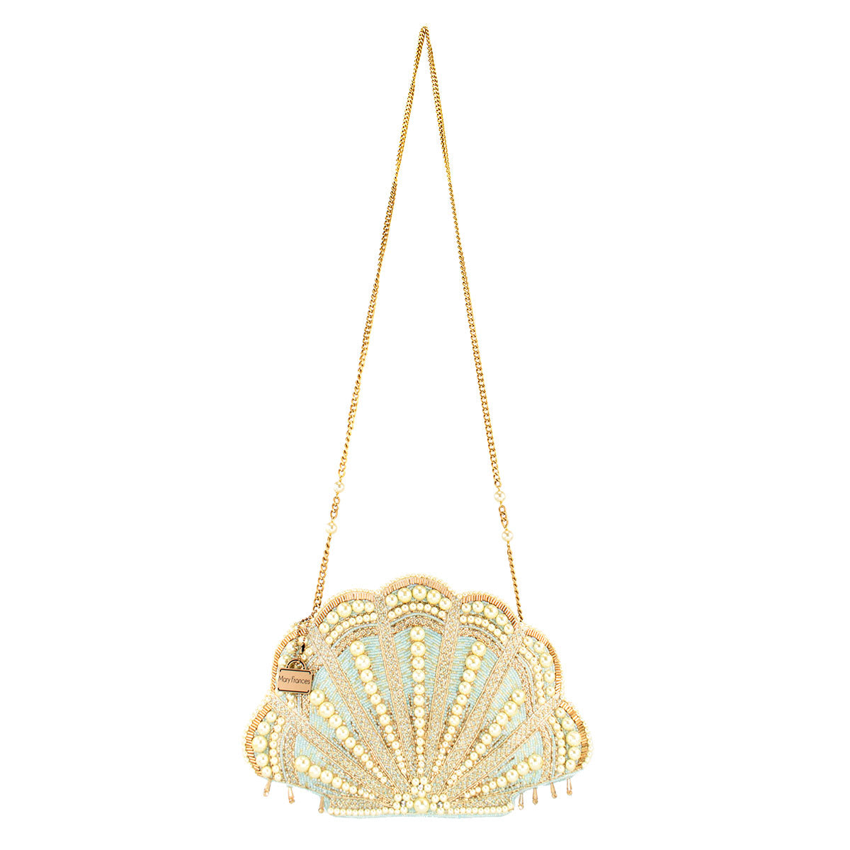 Seaside Luxury Pearl and Beaded Shell Hand-Beaded Crossbody Bag
