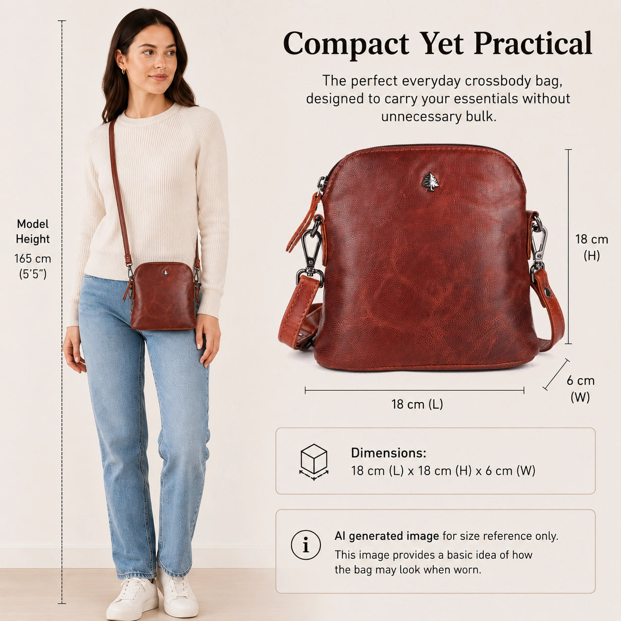 Alder Leather Crossbody Bag – Camel