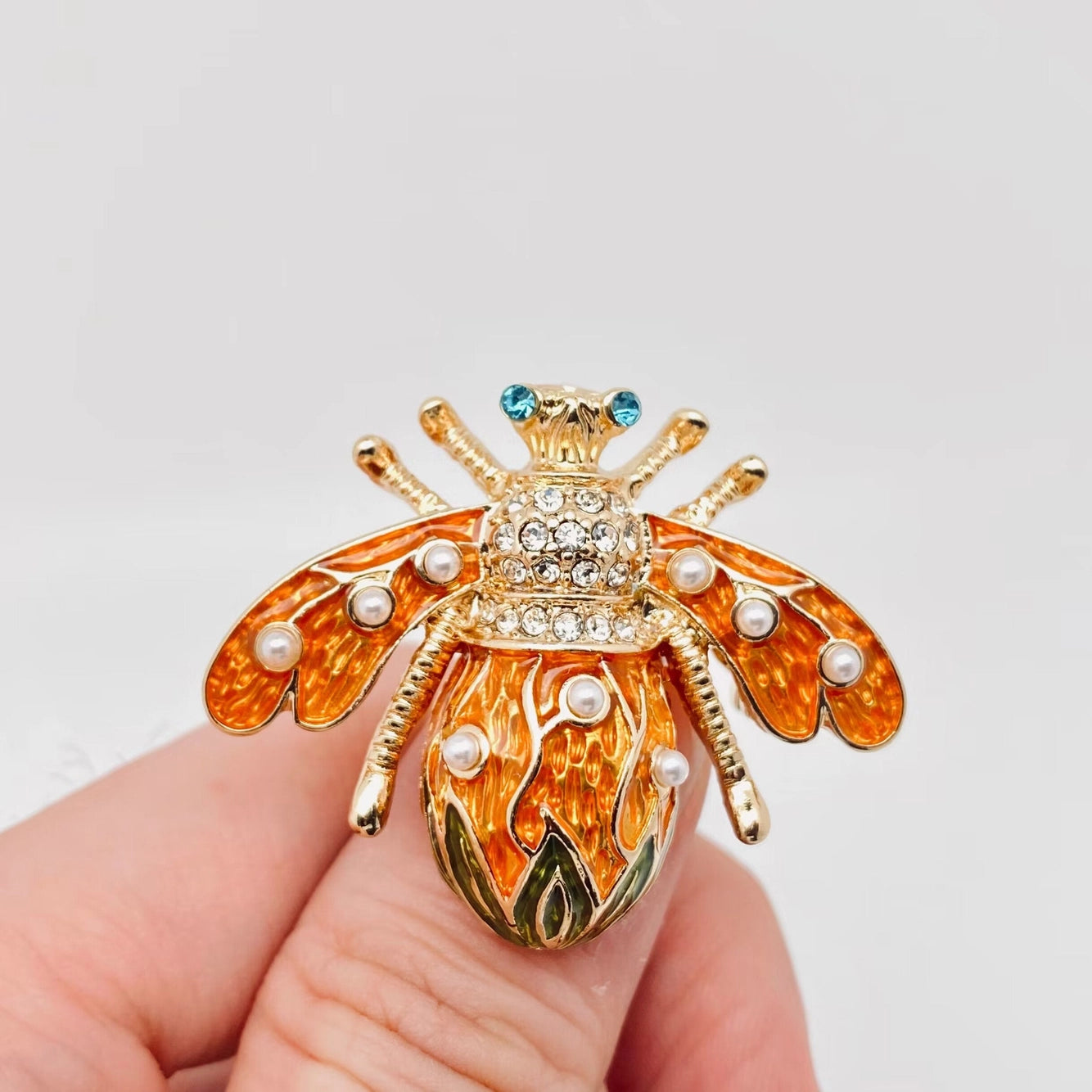 Colorful Enamel Rhinestone Bee Brooch