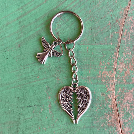 Angel Wing Heart Keychain