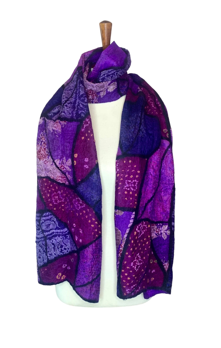 Sari Patchwork Scarf - Purple