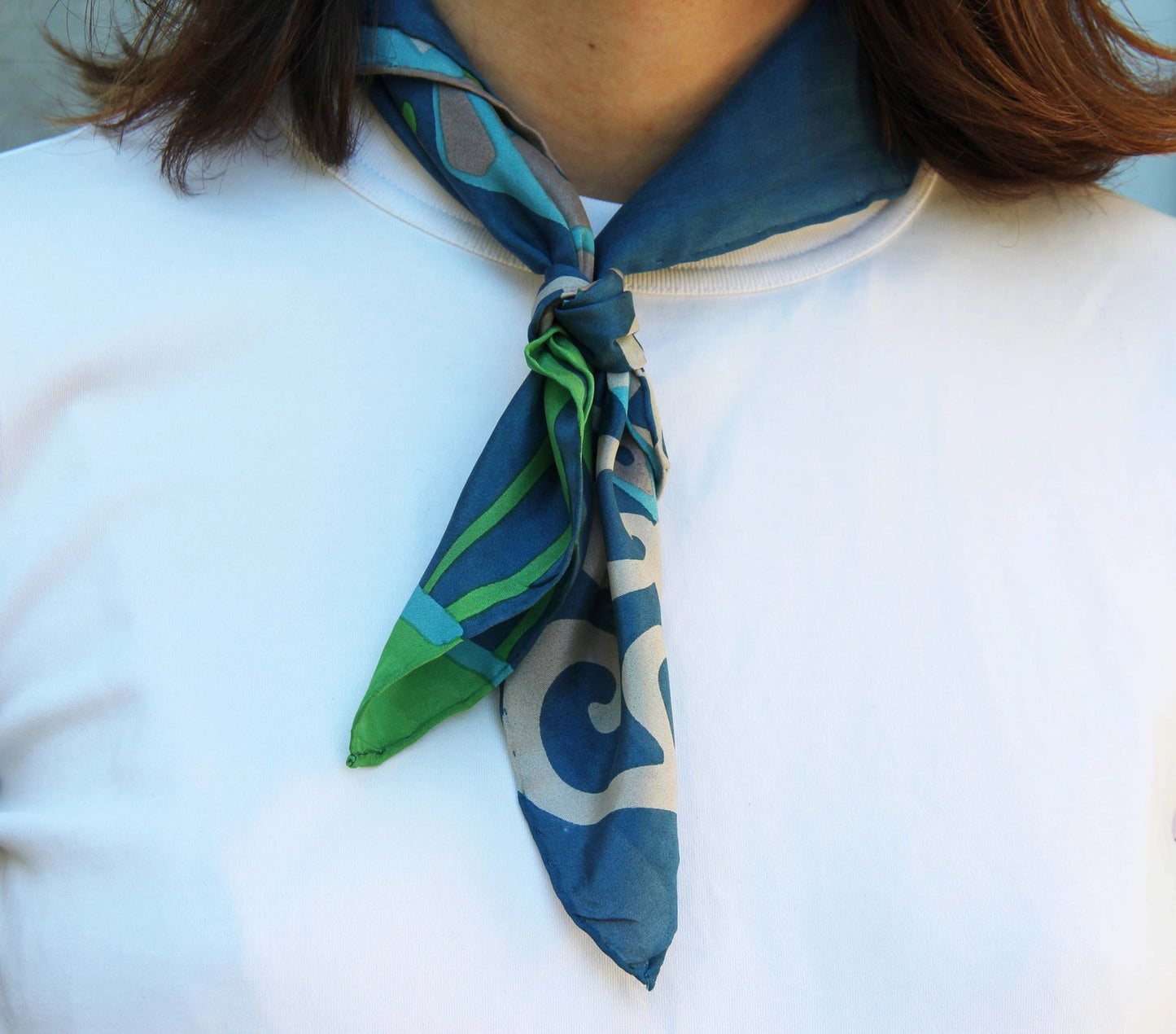 Mini Blue Sakura Silk Scarf