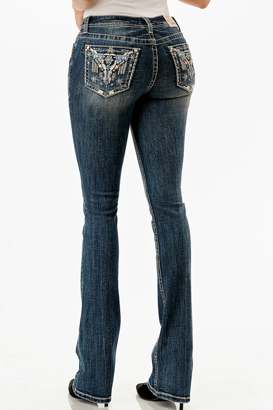 Steer Head Mid-Rise Boot Cut Jeans 30"