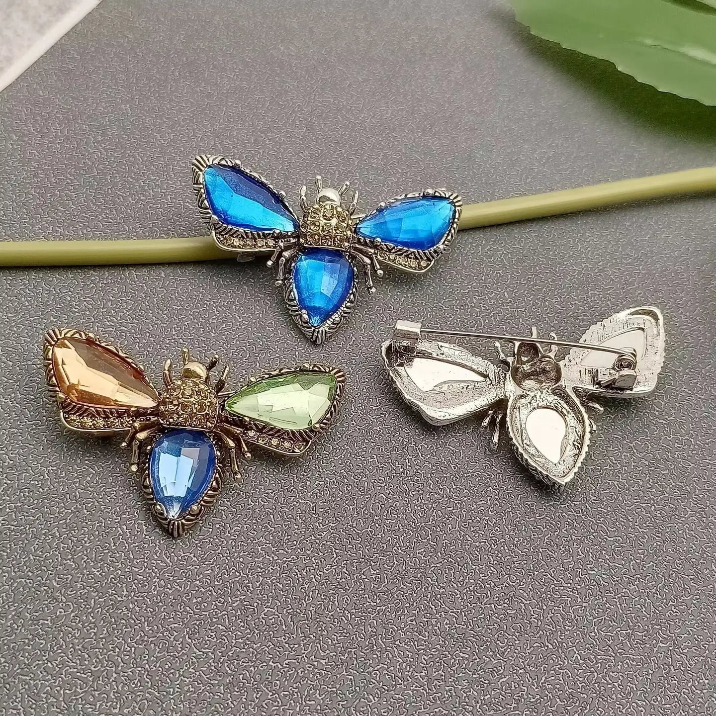 Glass Rhinestone Bee Brooch