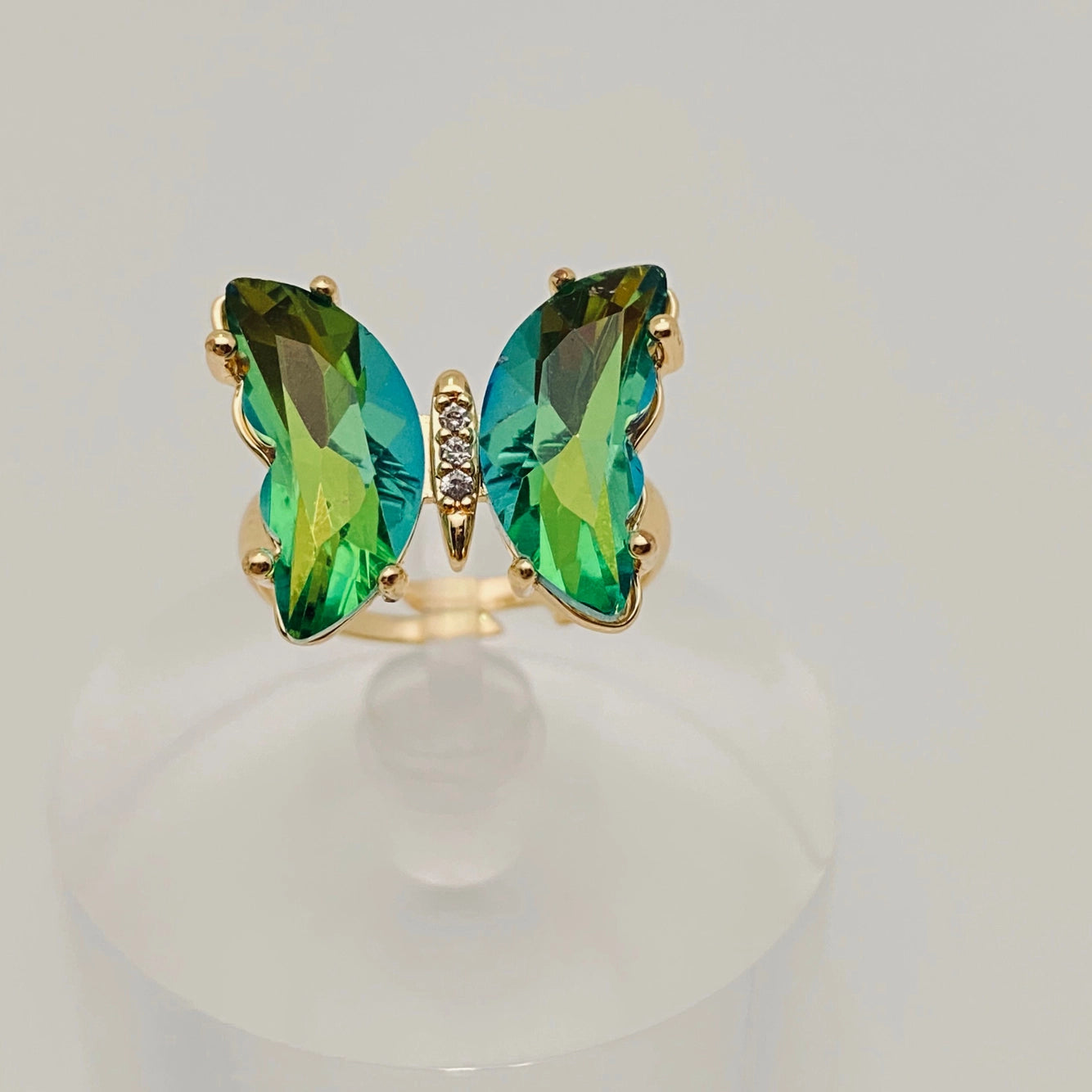 Gradient Glass Butterfly Ring