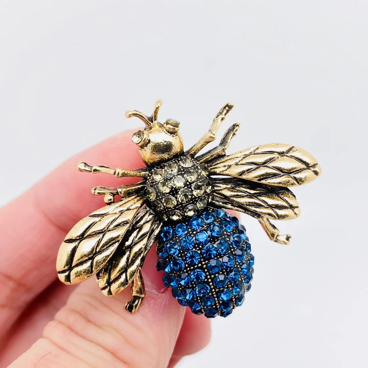 Metal Rhinestone Bee Brooch