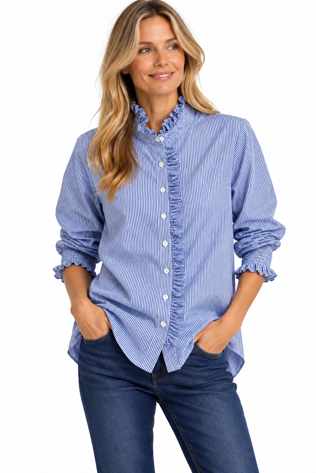 Poppy - Fine Stripe Cotton Shirt