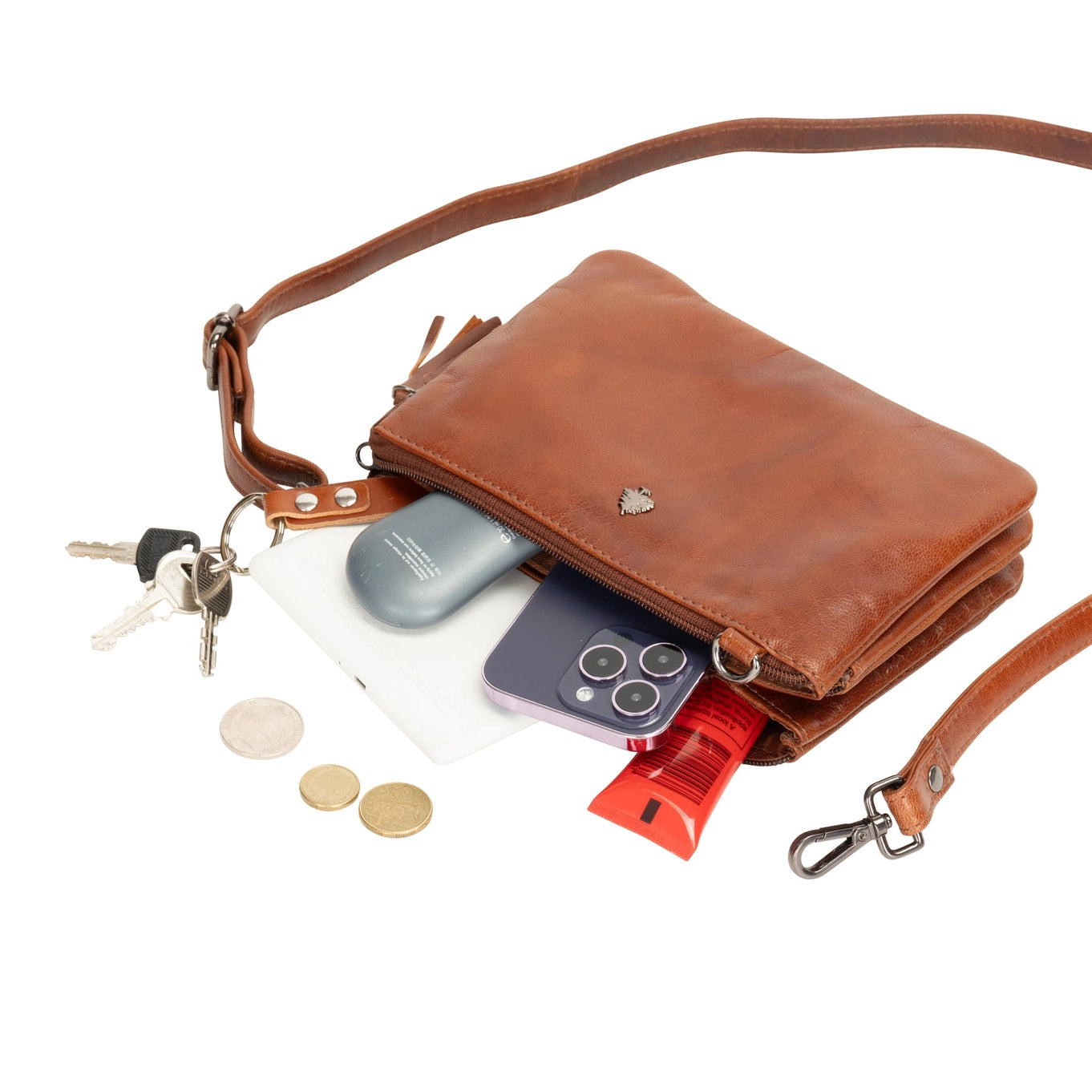 Ellie Cognac Leather Bag