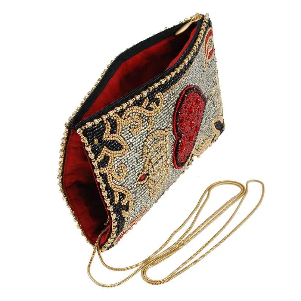 Queen of Hearts Hand-Beaded Bag