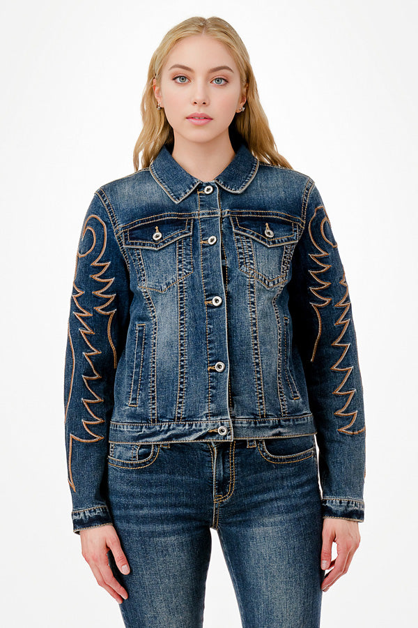 Toe Bug Embroidery Denim Jacket
