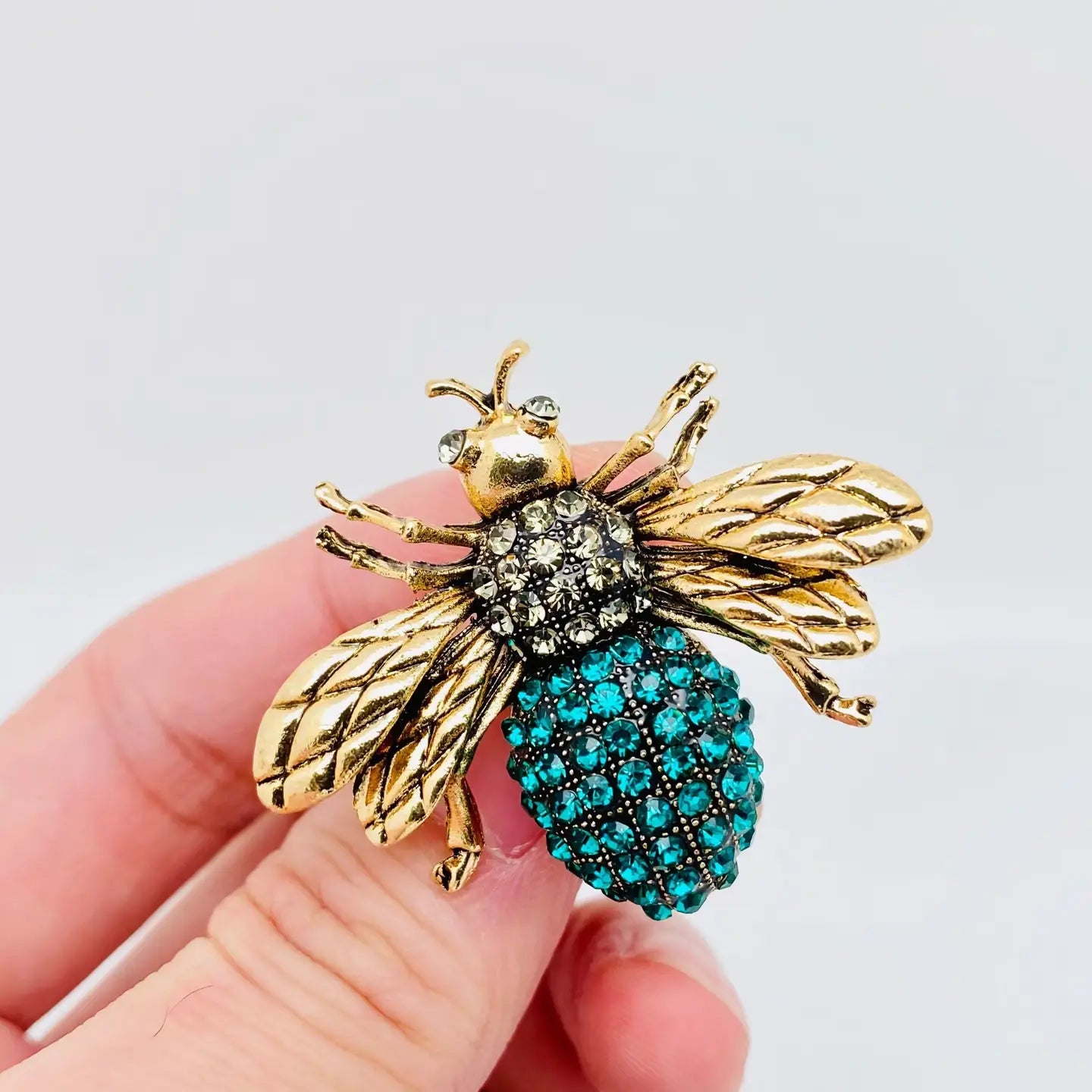 Metal Rhinestone Bee Brooch