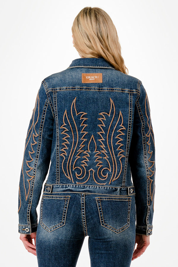 Toe Bug Embroidery Denim Jacket