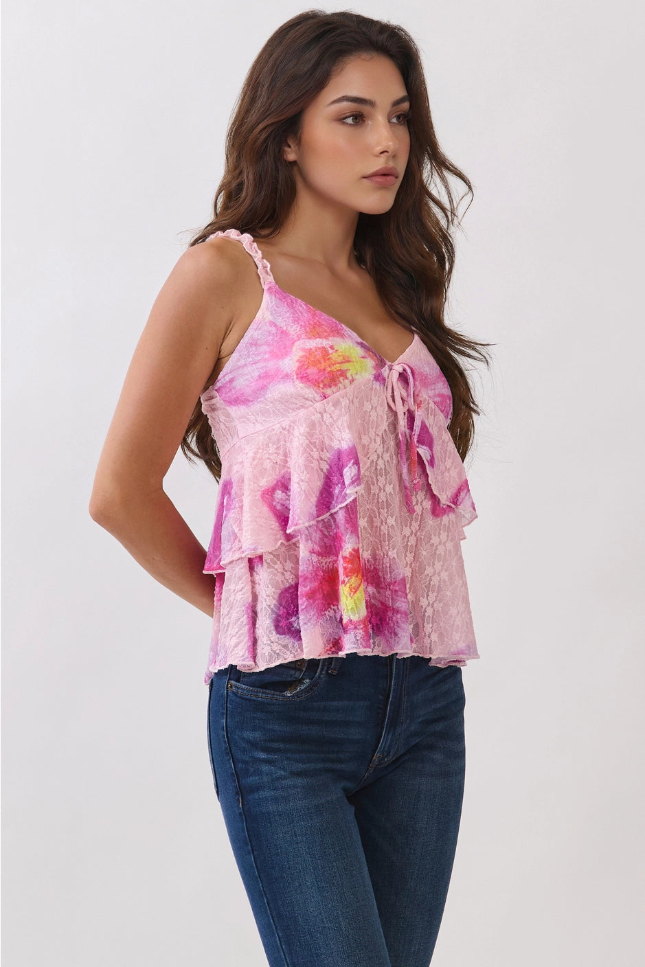 Babydoll Cami Top - Chalk Pink Orchid