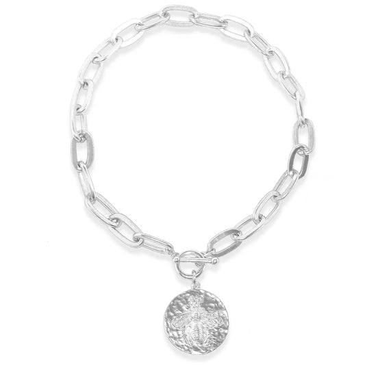 Bee Pendant Necklace - Silver