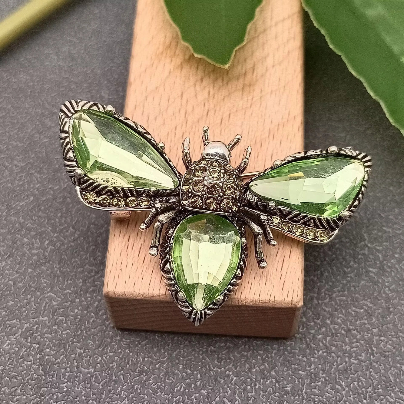 Glass Rhinestone Bee Brooch