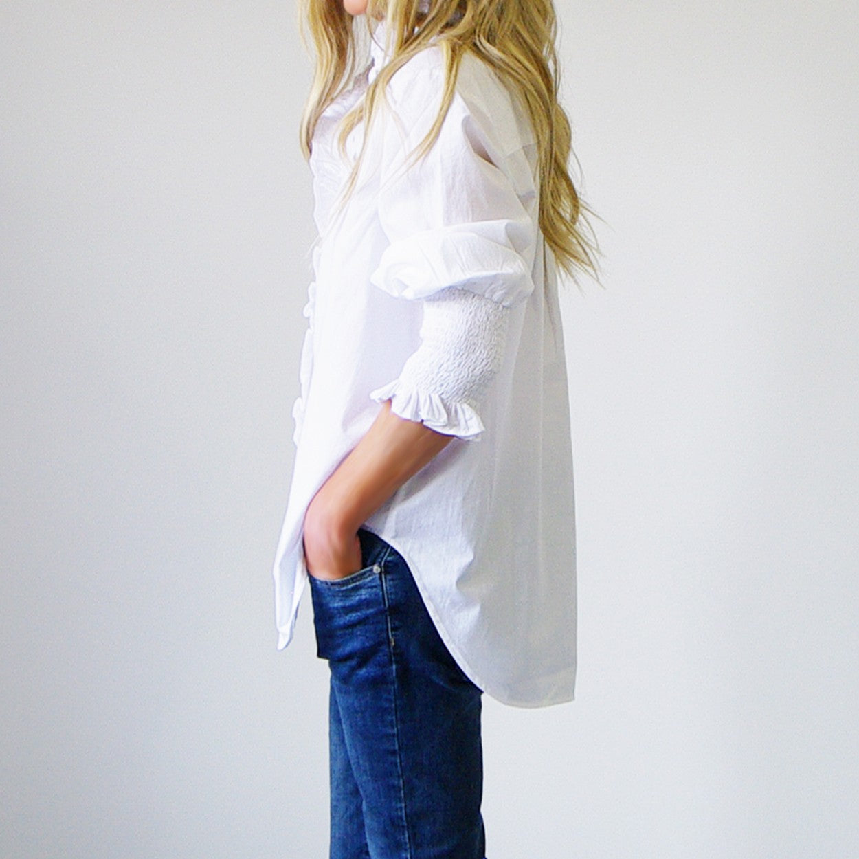 Poppy White Cotton Poplin Shirt