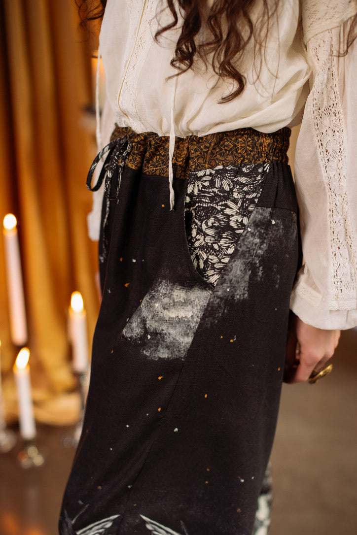 The Guardians Crop Linen Artist Pant w/ Angels & Moon