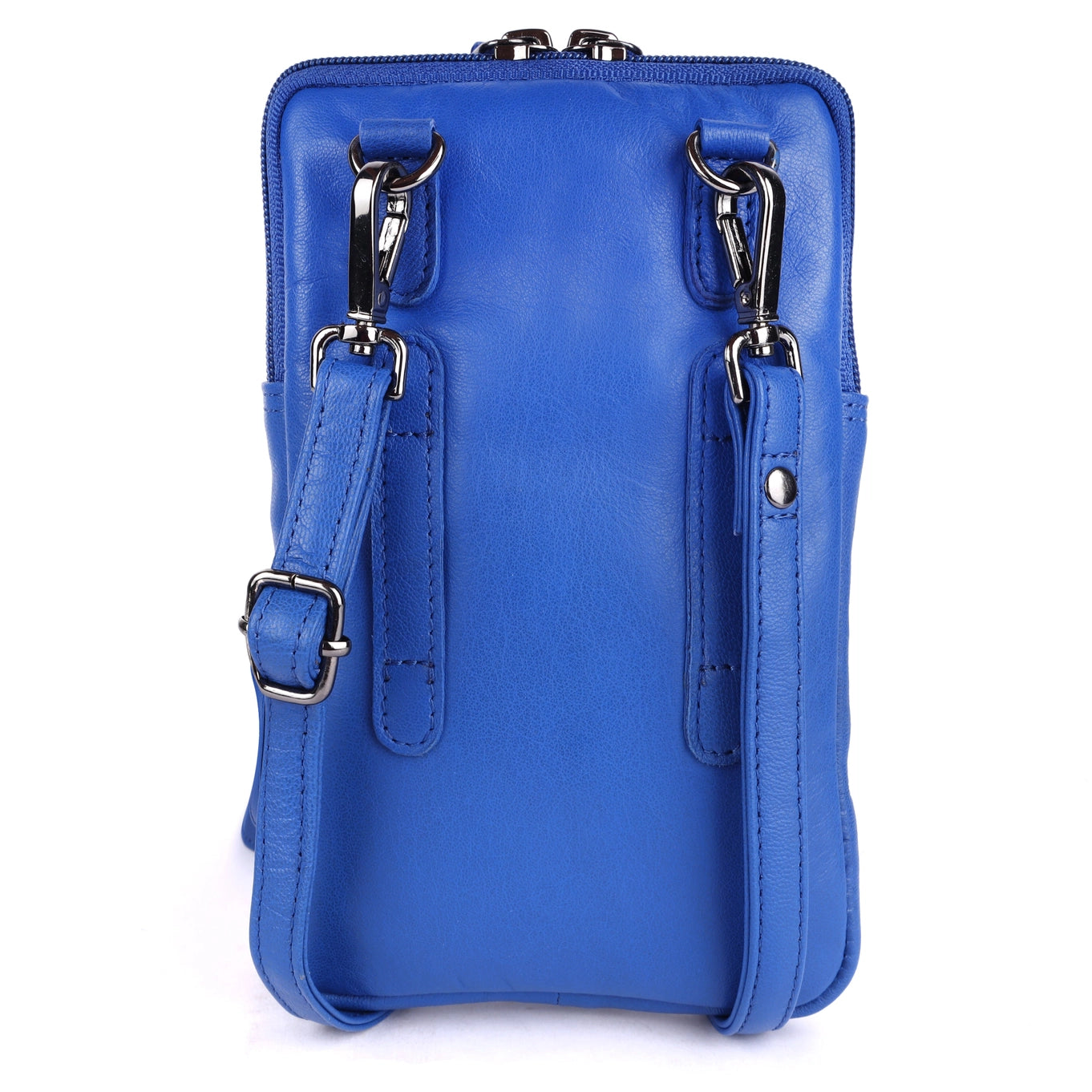 Cleo Blue Leather Phone Crossbody Bag