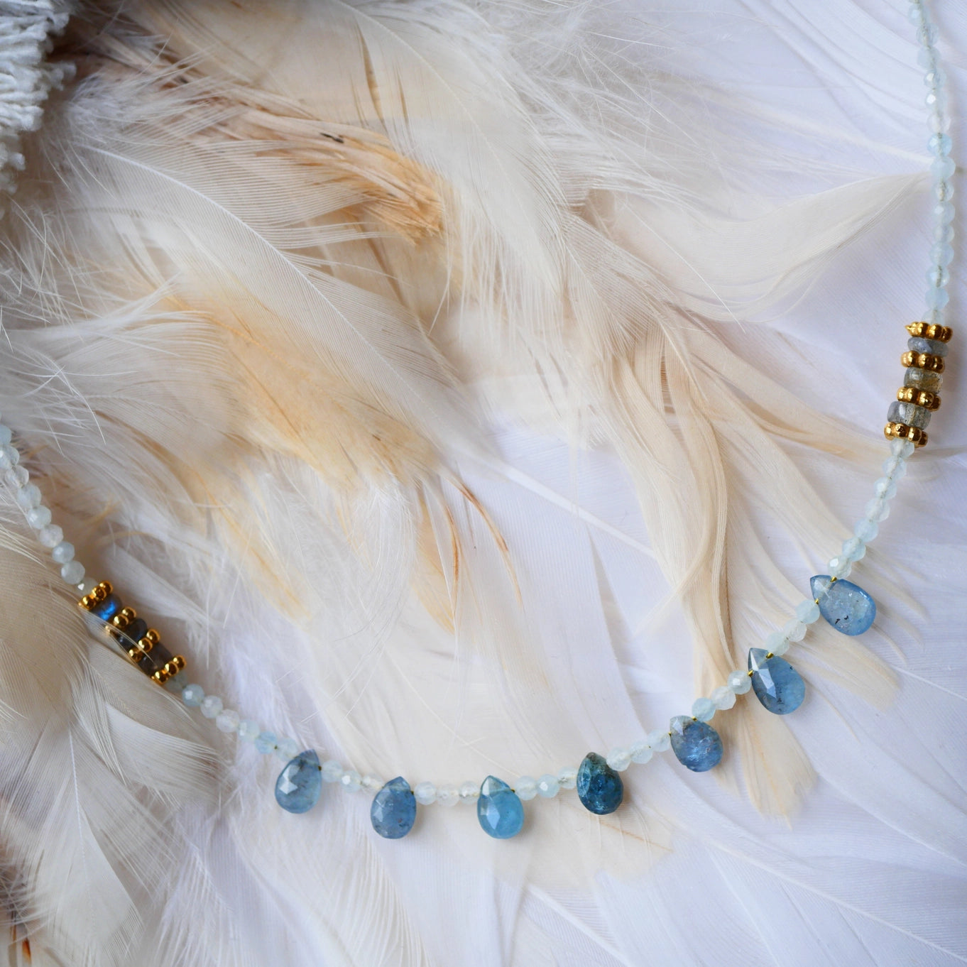 Tej Necklace - Aquamarine, Labradorite