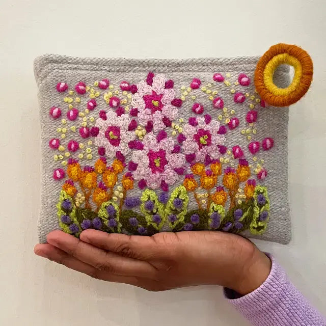 Freshwater Embroidered Wool Pouch