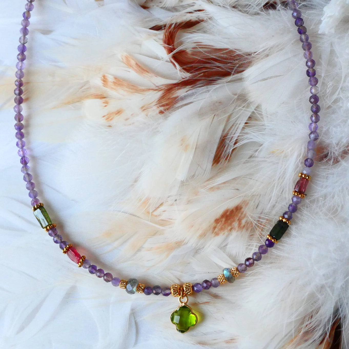 Mangala Necklace - Peridot Clover Tourmalines