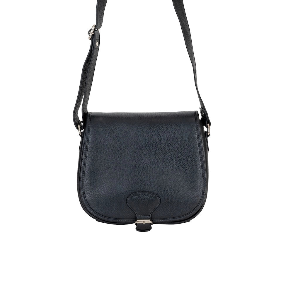 Black Lennon Crossbody Bag - Full-Grain Leather Shoulder Bag