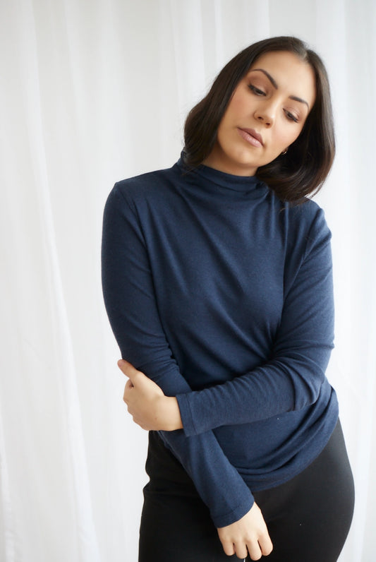 Merino Wool Skivvy - Navy