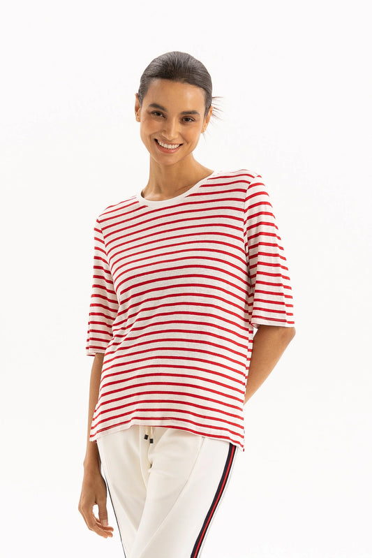 Linen Tee - Red Stripe
