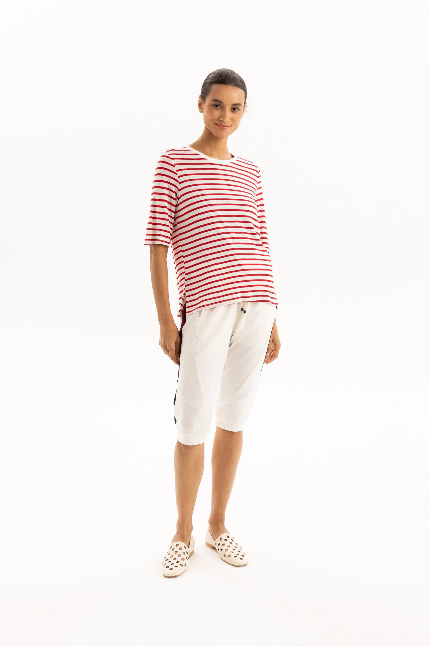 Linen Tee - Red Stripe