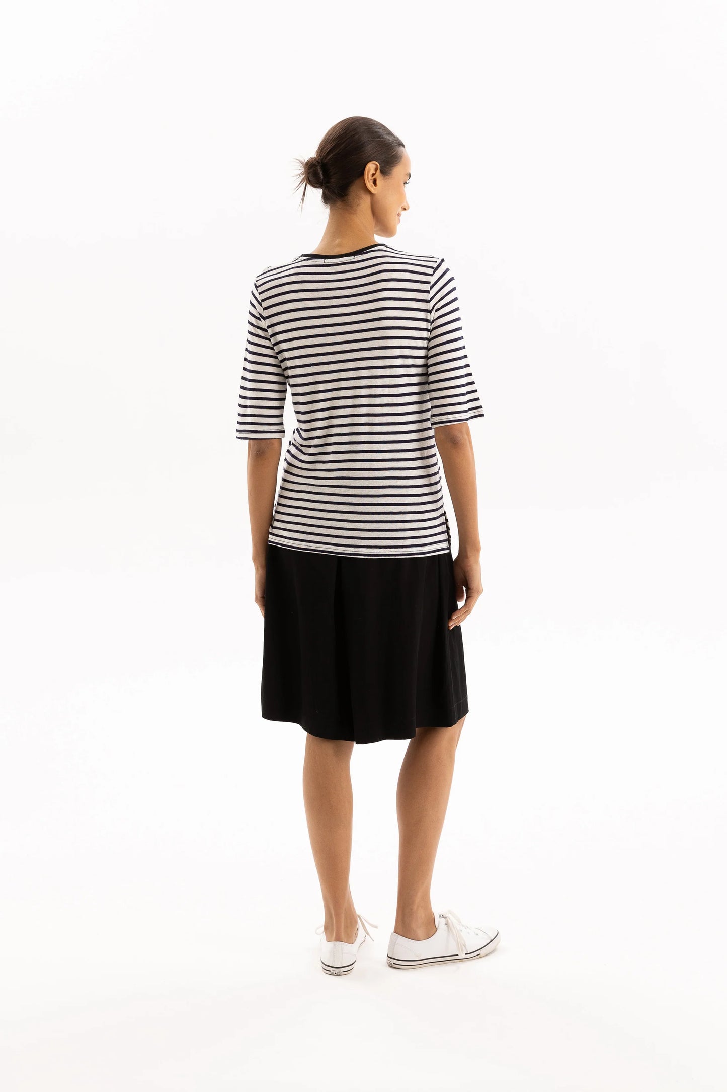 Linen Tee - Navy Stripe