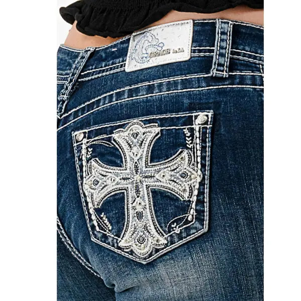 Cross Mid-Rise Boot Cut Jeans 32"