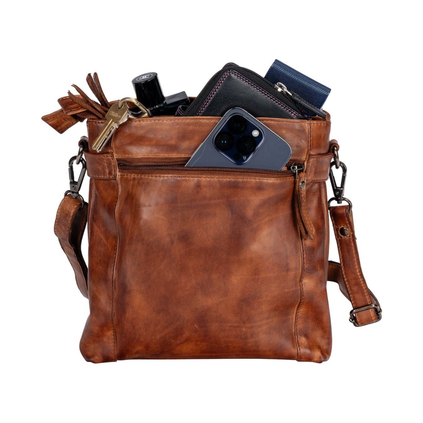 Isalie Leather Shoulder Bag - Cognac