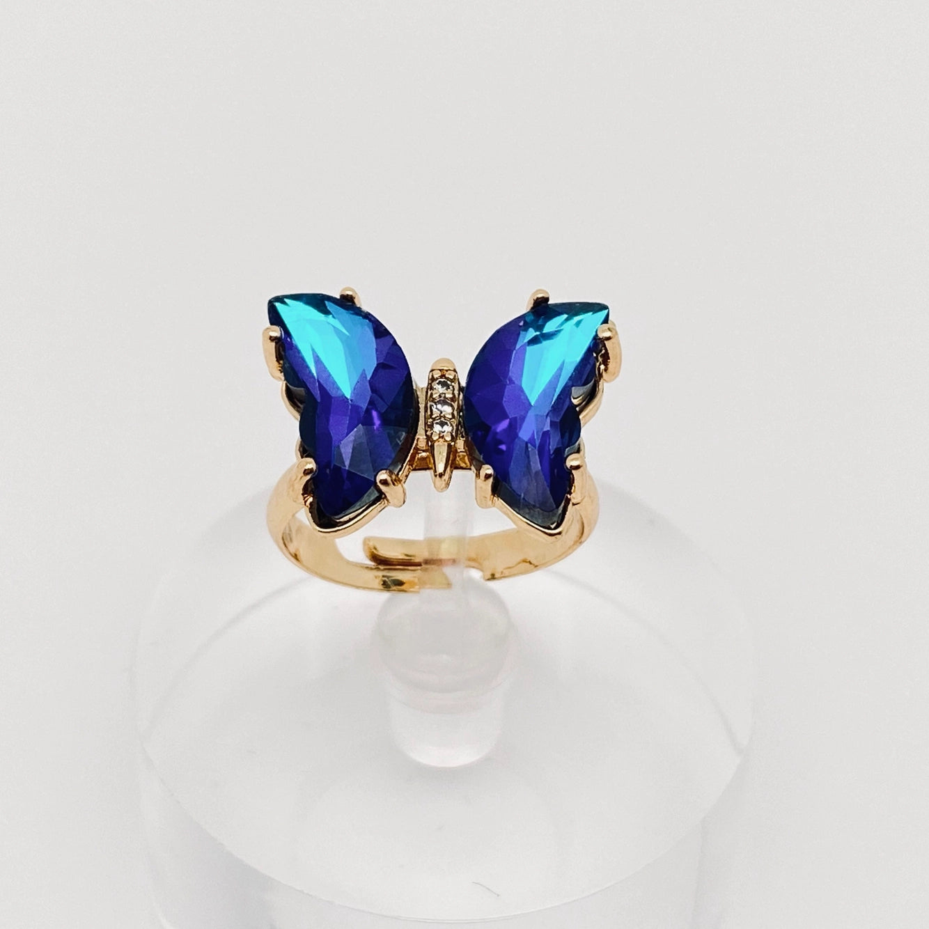 Gradient Glass Butterfly Ring