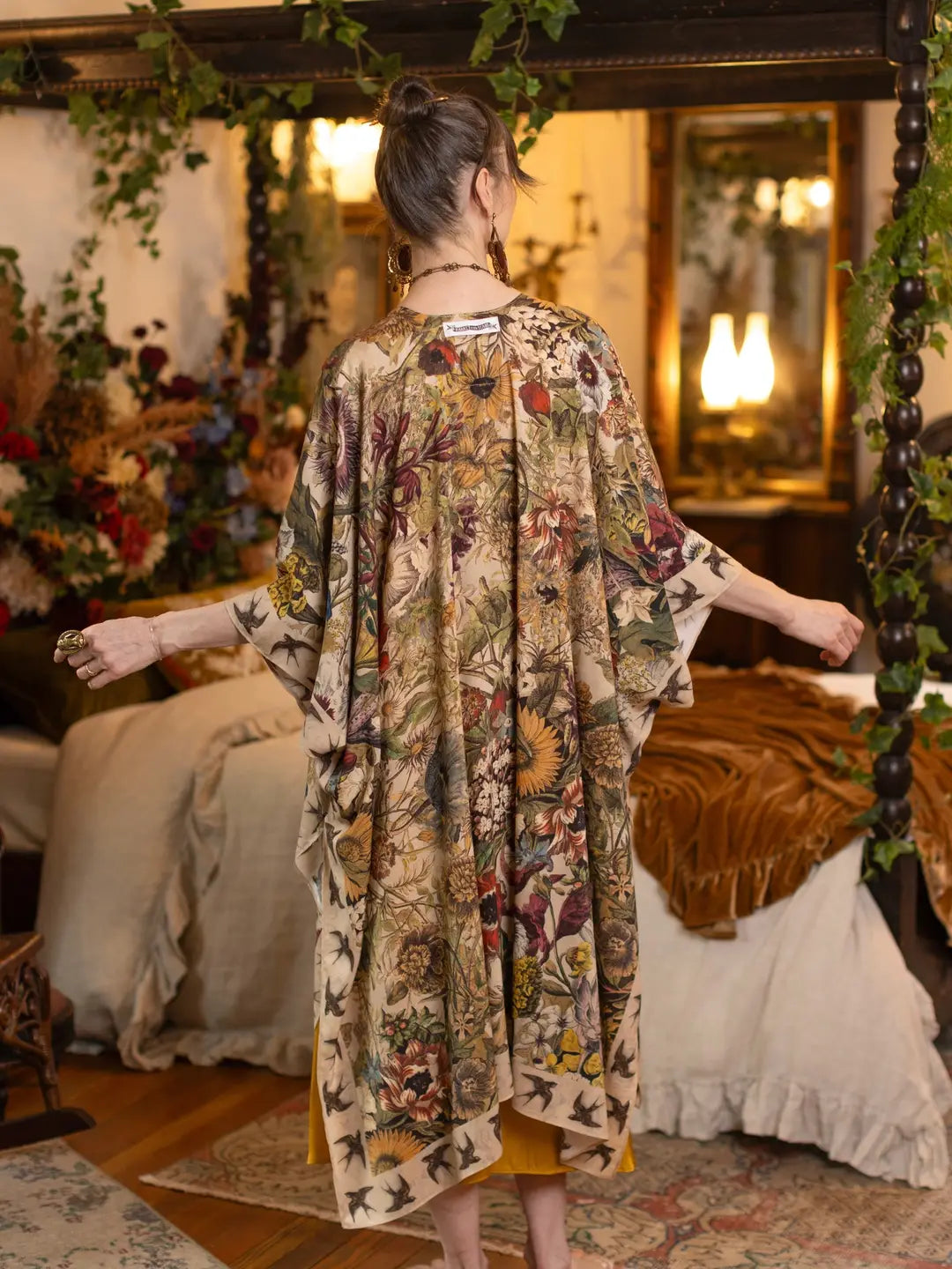 Golden Hour Goddess Duster Kimono w/ Floral Print