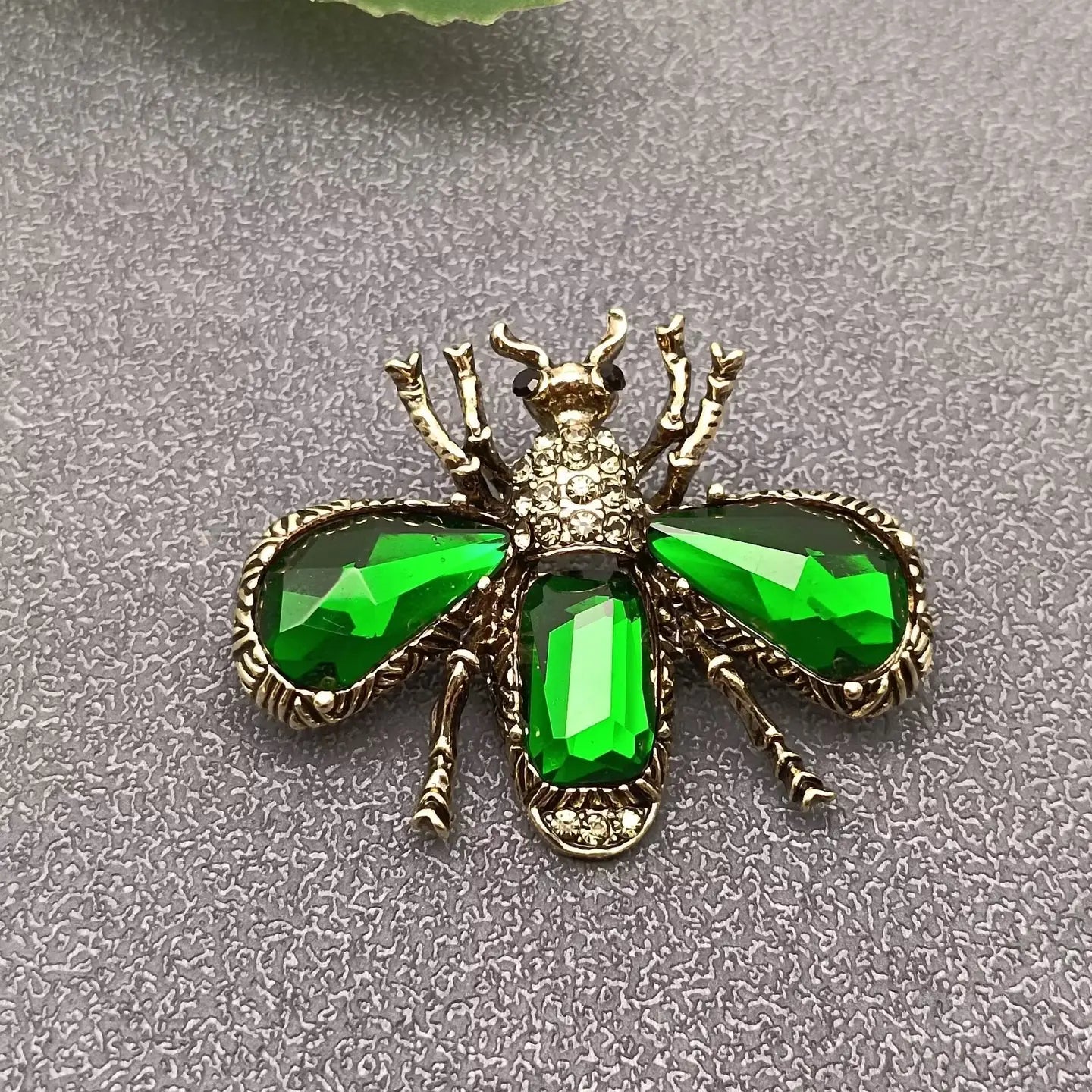 Inlaid Glass & Rhinestone Bee Brooch