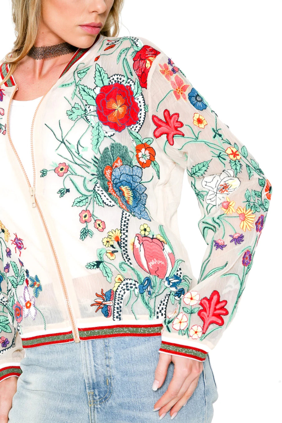 Bellezza Embroidered Bomber Jacket