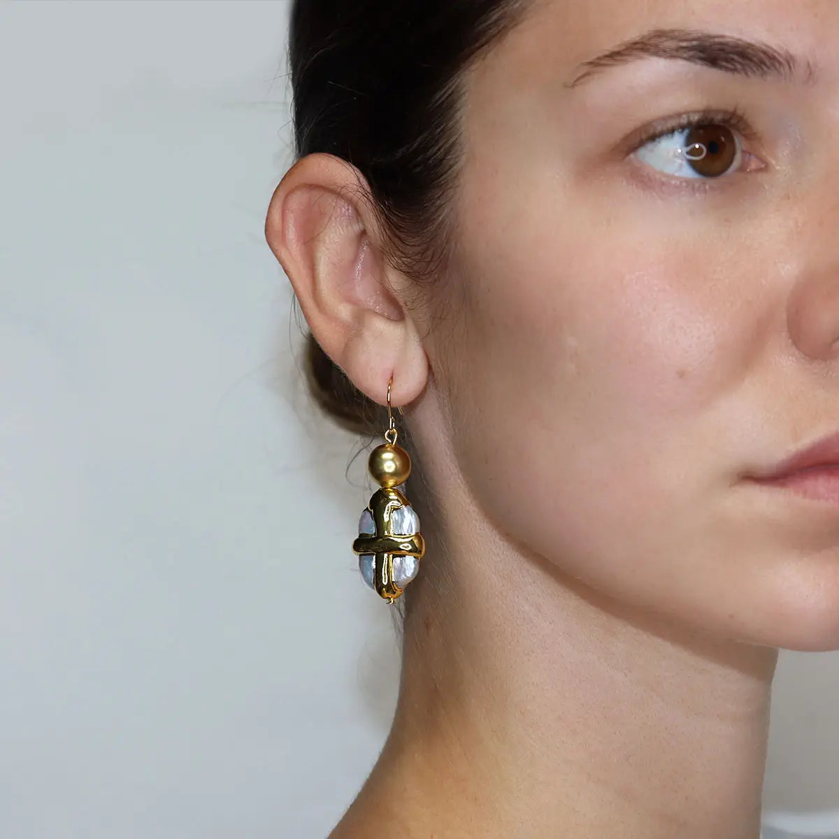 Briza X Metal Bead Earrings