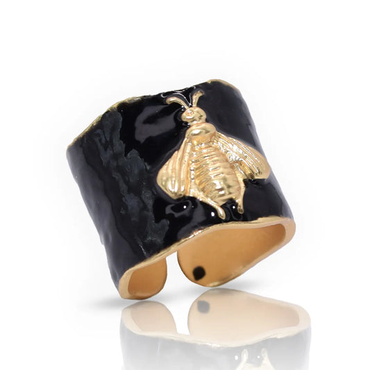 Bumblebee Ring (Black Enamel)