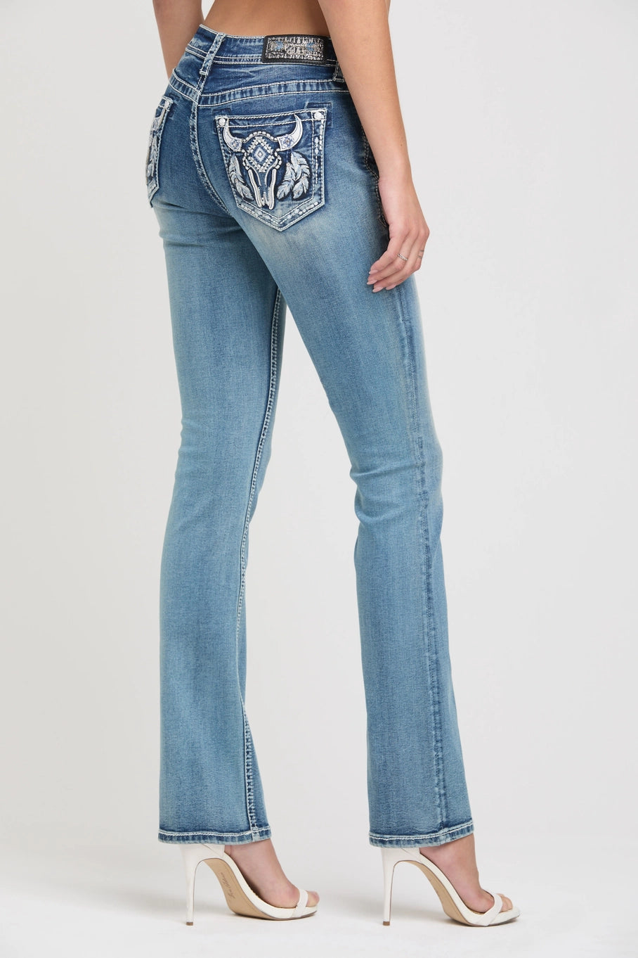 New Grace in LA Steer Head Bootcut Jeans 32"