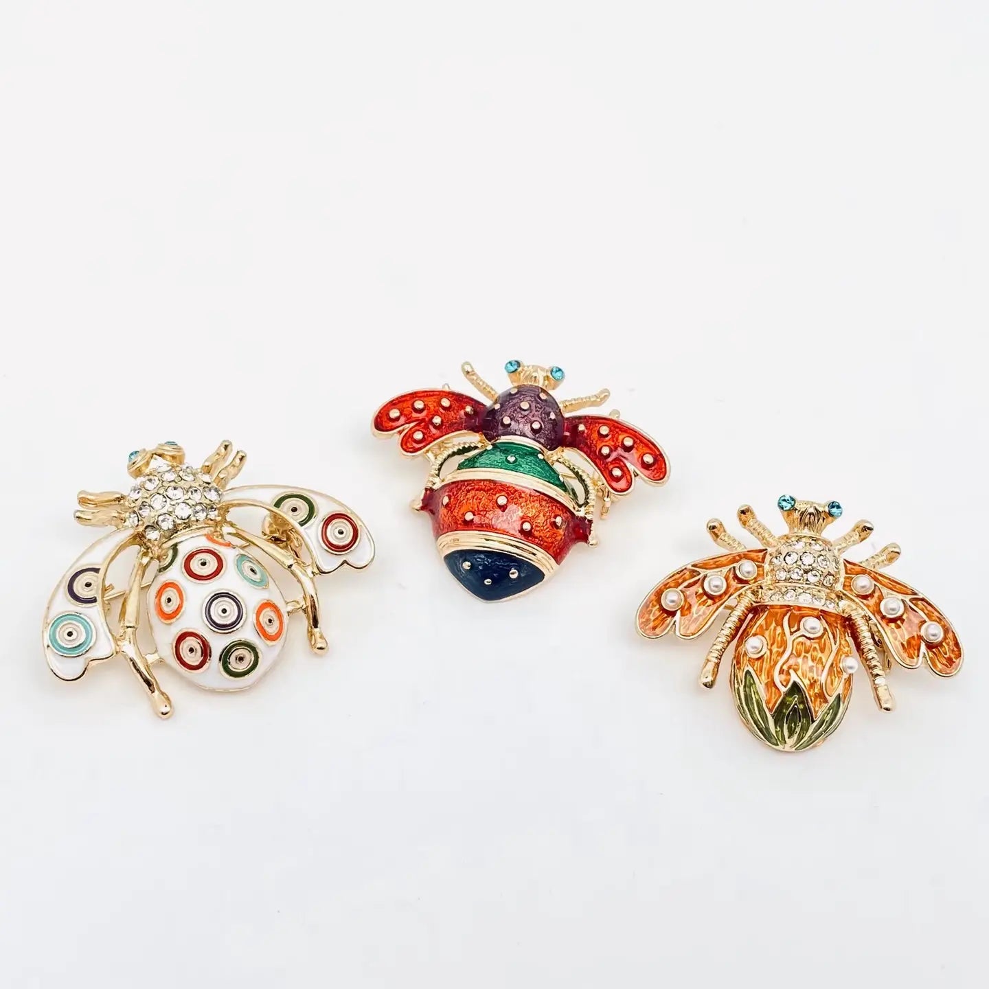 Colorful Enamel Rhinestone Bee Brooch