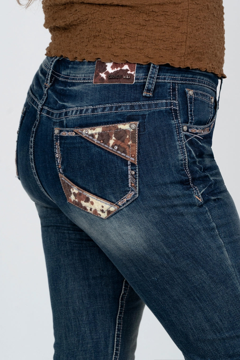 Grace In LA Bronco Babe Plus Size Bootcut Jeans 32"