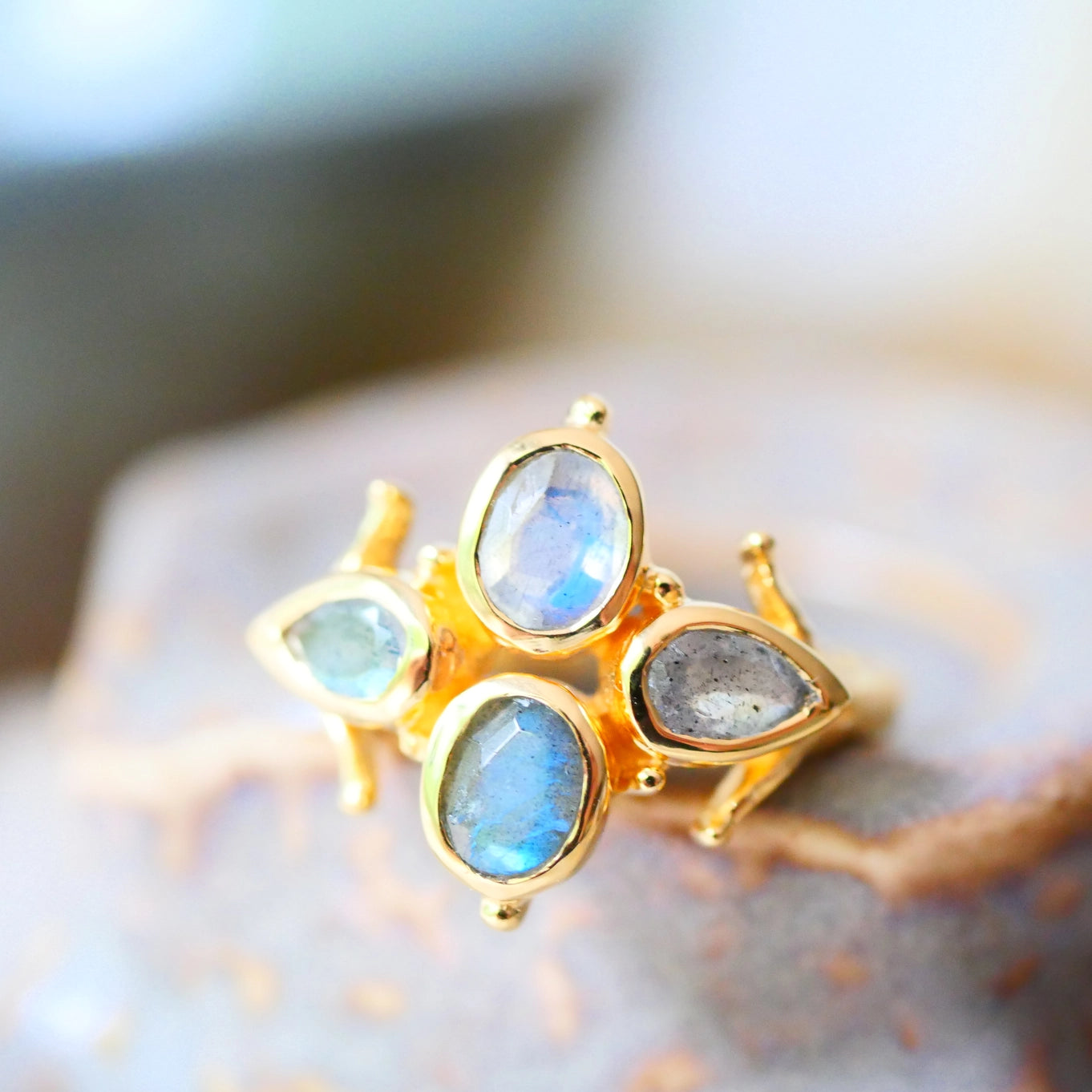 Adjustable Basanti Labradorite Ring