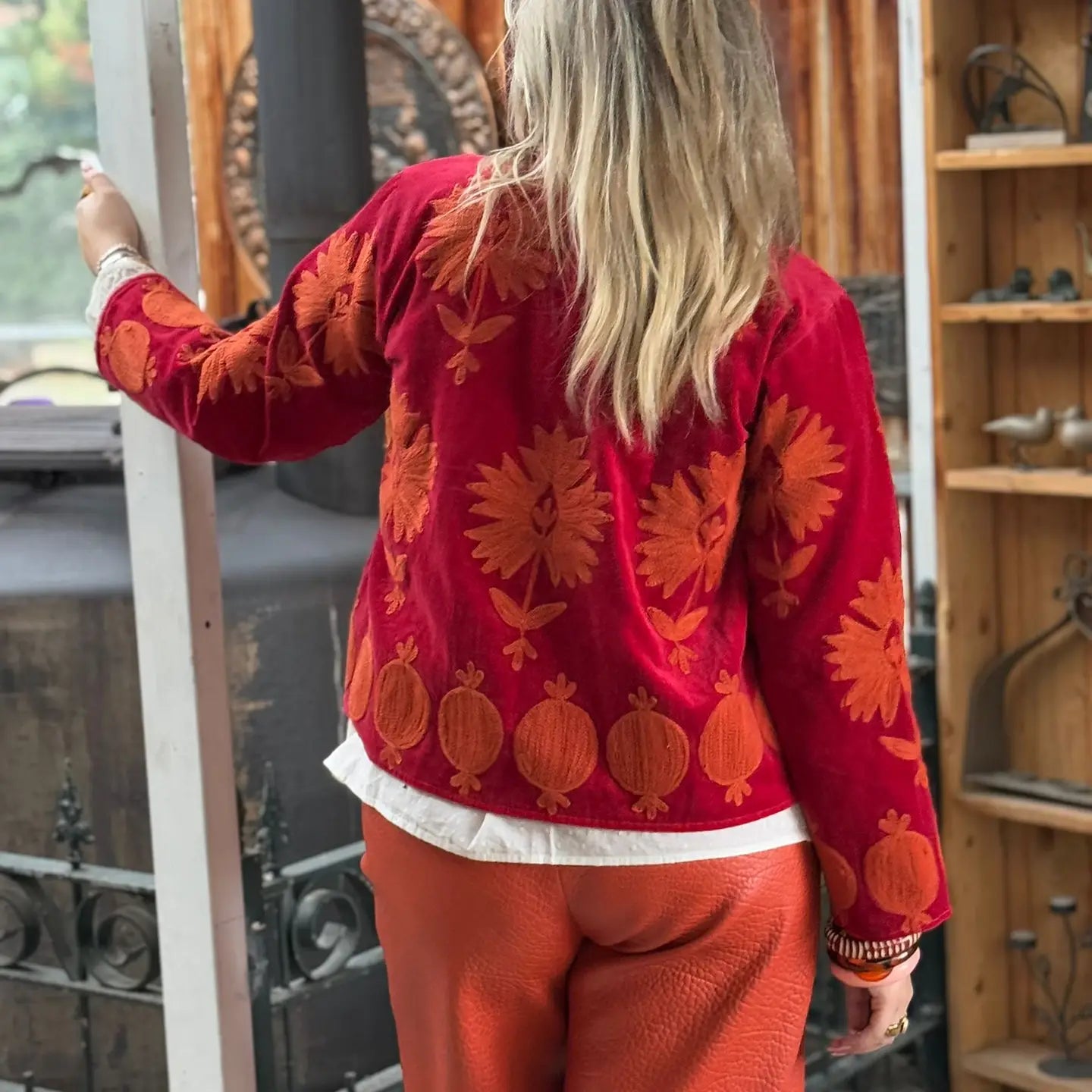 Kort Fluwelen Jasje - Short Velvet Jacket (Orange & Red)