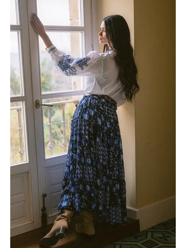 Dalia Blue Embroidered Shirt