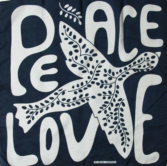 Mini Peace and Love Marine Navy Silk Scarf