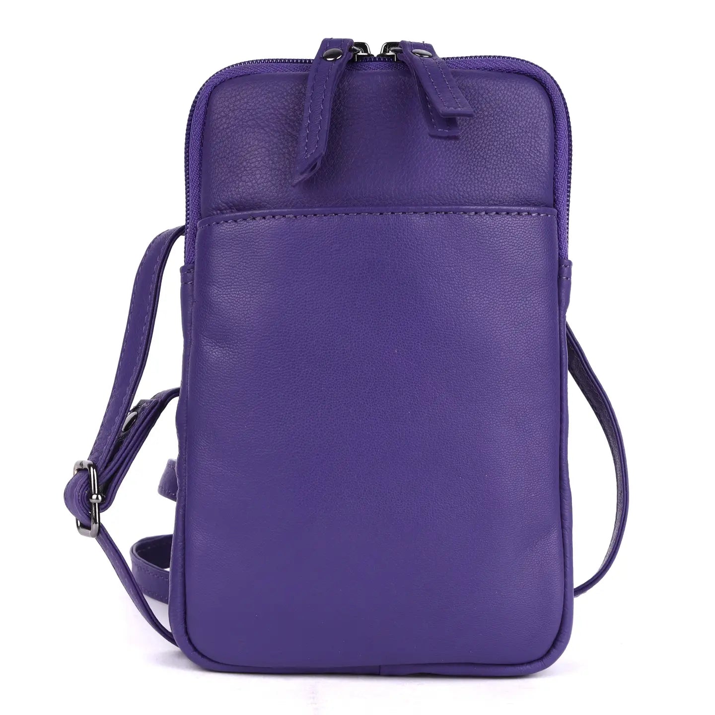 Cleo Purple Leather Phone Crossbody Bag