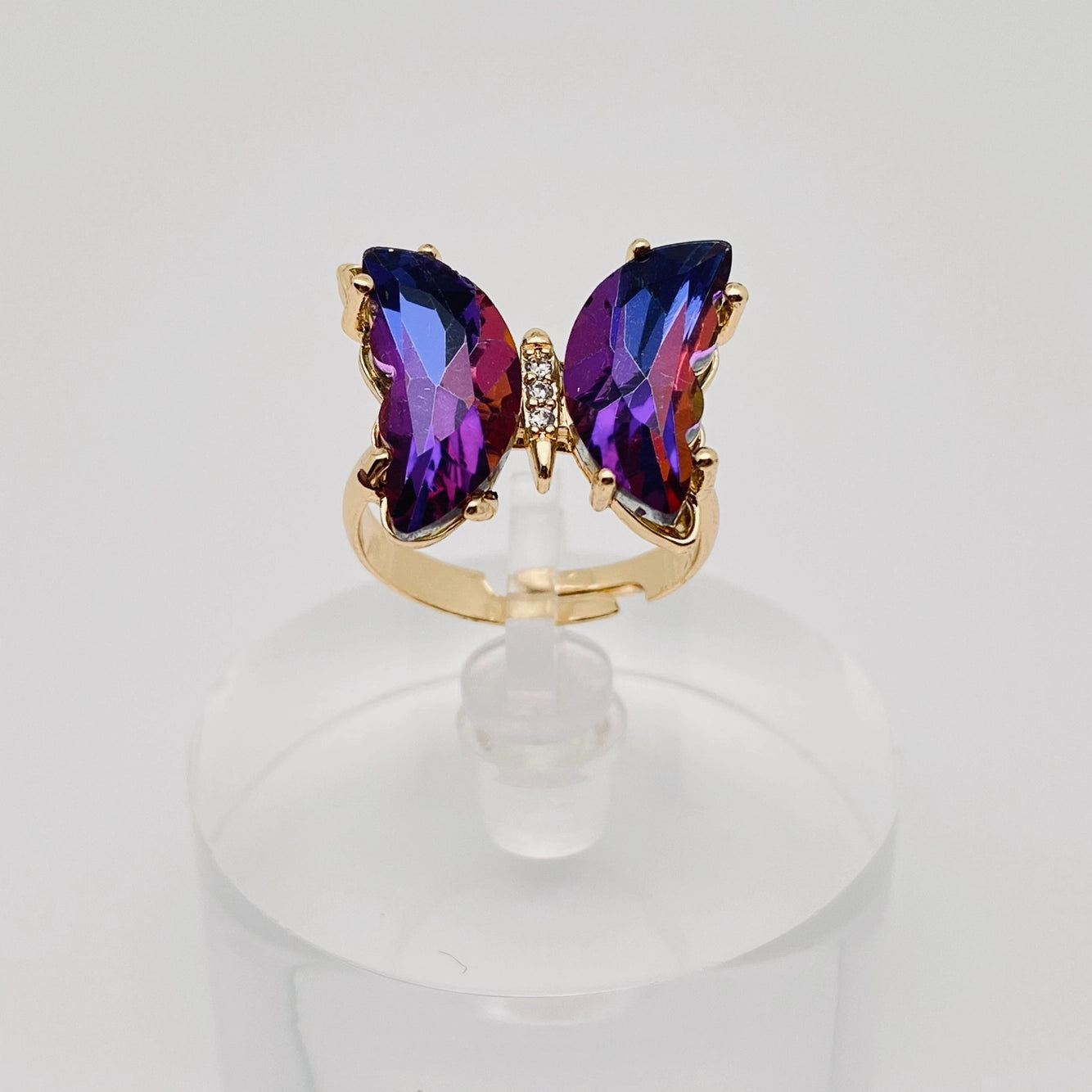 Gradient Glass Butterfly Ring