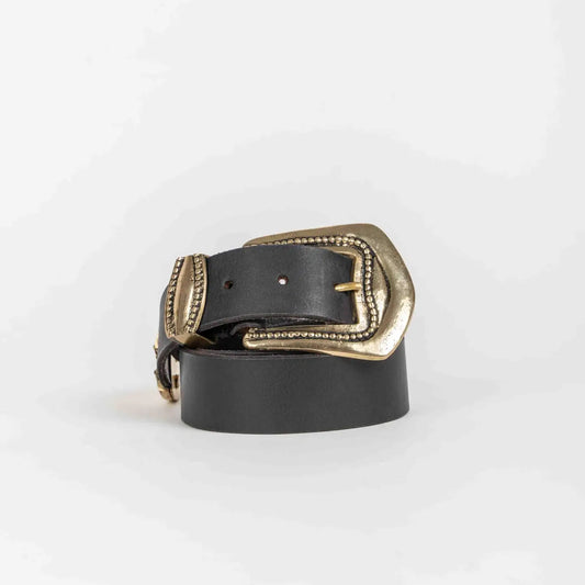 Western Black Belt - Gold Buckle