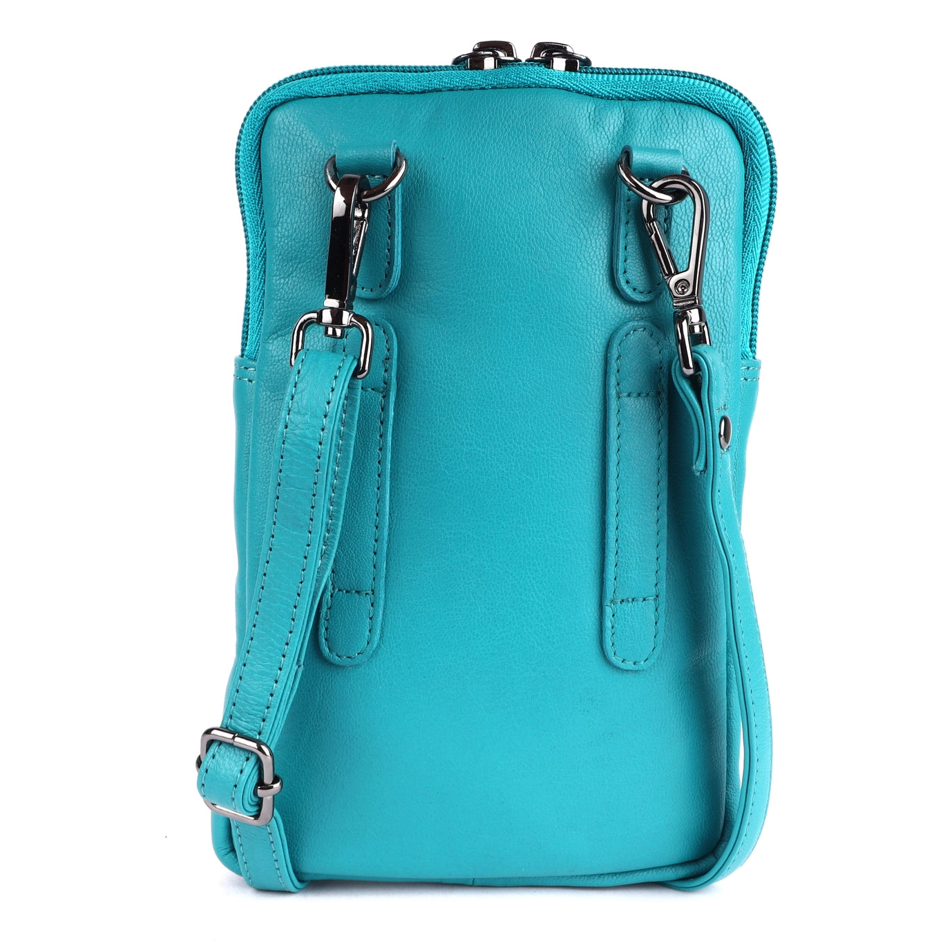 Cleo Turquoise Leather Phone Crossbody Bag